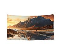 Striscione con montagna all'alba, decorazione per feste, sfondo per feste di compleanno, fotografie, decorazioni per interni ed esterni, decorazione da parete, striscione per feste, bomboniere, 178 x