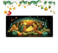 Striscione Con Presepe Di Natale - Grande Sfondo Religioso Fluorescente, Stendardo Con Scena Di Gesù, Insegna Decorativa Per Appendere Il Muro Del Portico, Espositore Per L'ingresso Festivo, Sfondo Fe