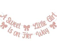 Striscione con scritta "A Sweet Little Girl is on Her Way", oro rosa