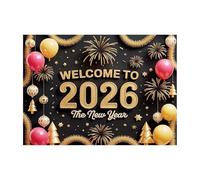 Striscione con scritta "Happy New Year", 2026 x 150 cm, decorazioni per Capodanno, per esterni, casa, garage, giardino, cortile, ufficio, scuola, appartamento, cabina fotografica