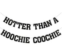 Striscione con scritta "Hotter Than a Hoochie Coochie" - Hoochie Coochie Meme decorazioni di compleanno, anni '90, per amanti della musica country, striscione per festa di compleanno, nero glitterato