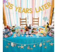 Striscione con scritta in lingua inglese "25 Years Later - Quarter Life Crisis Decor, Cheers to 25 Years, Happy 25th Birthday Anniversary Party Decorations Gold Glitter