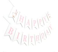 Striscione con scritta "One Silly Goose Happy Birthday", colore rosa
