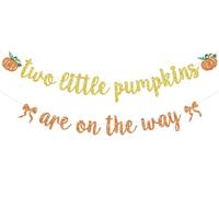 Striscione con scritta "Two Little Pumpkins Are on the Way", per ragazzi e ragazze