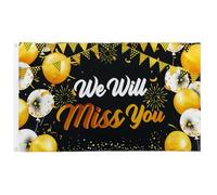 Striscione con scritta "We Will Miss You", grande bandiera per pensionamento, 9 x 1,5 m, decorazione per feste di addio in oro e nero, cartello di addio per ufficio, collega, insegnante, andare via o