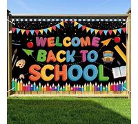 Striscione con scritta "Welcome Back to School", 183 x 112 cm, striscione da appendere per il primo giorno di scuola, grande cartello di benvenuto, decorazione da parete per scuola e aula