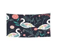 Striscione con stampa di cigno floreale su un lato per decorazioni festive, compleanni, anniversari, matrimoni, festività