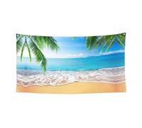 Striscione con stampa di foglie di palma oceano, mare, spiaggia, Natale, Halloween, decorazione da appendere, adatta per casa, giardino, bar