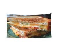 Striscione con stampa di panini al formaggio su un lato per decorazioni festive, compleanni, anniversari, matrimoni, festività