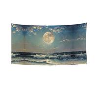 Striscione con stampa luna e mare su un solo lato per decorazioni festive, compleanni, anniversari, matrimoni, festività