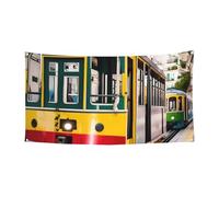 Striscione con stampa tram di Lisbona per interni ed esterni, riutilizzabile, facile da appendere, decorazione per feste