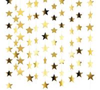 Striscione con stelle glitterate, 40 m, con stelle luminose, da appendere, per fidanzamento, matrimonio, baby shower, compleanno, Natale, decorazione (oro)