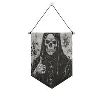 Striscione con teschio di Dio della Morte da appendere con asta telescopica bandiera banner appeso decorazione da parete per ufficio, scuola, aula, dormitorio, casa