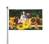 Striscione Cute Puppies Dogs Appendere Bandiera Garden Robuste Decorazioni Da Esterno Per Esterni Festa Piantone 3X5 Ft