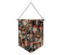 Striscione da appendere alla parete con asta telescopica pirati in stile retrò, decorazione esterna per porte, pareti, finestre, giardini, cortili