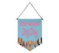 Striscione da appendere alla parete per la Giornata internazionale del cane con i cani, con asta telescopica, decorazione per esterni, per porte, pareti, finestre, giardini, cortili