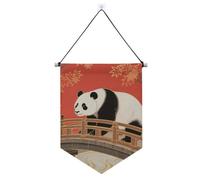 Striscione da appendere con asta telescopica a forma di panda rosso e oro, decorazioni da appendere per ufficio, scuola, aula, dormitorio, casa