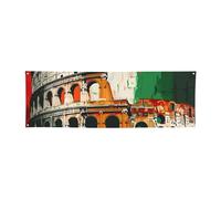 Striscione da appendere con bandiera italiana del Colosseo romano per Halloween e Natale, 60 x 180 cm, sfondo fotografico, ghirlanda, arazzo da parete per sfondo di compleanno, decorazione per eventi