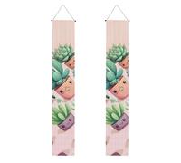Striscione da appendere con belle piante grasse, bandiere verticali per feste, decorazione per interni ed esterni, 180 x 30 cm