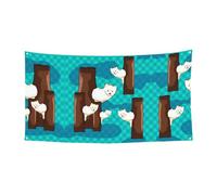 Striscione da appendere con grazioso procione - 177,8 x 88,9 cm - Festone natalizio per feste e riunioni - 180 x 90 cm