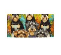 Striscione da appendere con stampa di cani Schnauzer a olio, per Halloween e Natale, 60 x 120 cm, sfondo fotografico, ghirlanda, arazzo da parete per sfondo di compleanno, decorazione per eventi