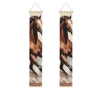 Striscione da appendere con stampa di cavallo marrone rampante, bandiere verticali per portico per feste, per interni ed esterni, 180 x 30 cm