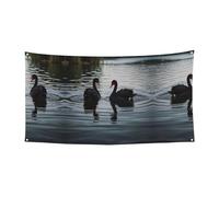 Striscione da appendere con stampa di due cigni neri, 177,8 x 88,9 cm, striscione per feste natalizie, 180 x 90 cm