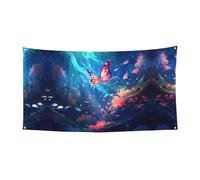 Striscione da appendere con stampa di farfalle - 177,8 x 88,9 cm - Festone natalizio per feste e riunioni - 180 x 90 cm