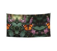 Striscione da appendere con stampa di farfalle reality - 177,8 x 88,9 cm - Festone per feste natalizie - 180 x 90 cm