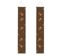 Striscione da appendere con stampa di torta di cioccolato, bandiere verticali per portico, per interni ed esterni, 180 x 30 cm