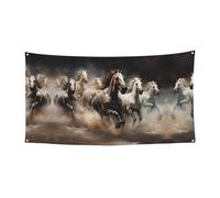 Striscione da appendere con stampa "Running of the Horses", 177,8 x 88,9 cm, per feste natalizie, 180 x 90 cm