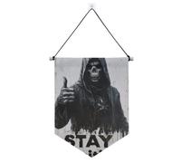 Striscione da appendere con teschio di Dio della Morte con asta telescopica per feste bandiere per patio esterno decorazione per porte, pareti, finestre, giardini, cortile
