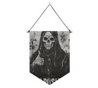 Striscione da appendere con teschio di Dio della morte con striscioni telescopici per stanza con asta decorativa per festival e giorno speciale