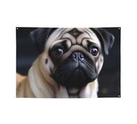 Striscione da appendere stampato con cane carlino per Halloween e feste di Natale, 120 x 180 cm, sfondo fotografico, ghirlanda, arazzo da parete per sfondo di compleanno, decorazione per eventi