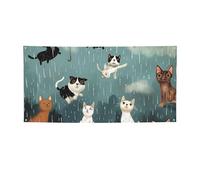 Striscione da appendere stampato con gatti e cani che piovono per Halloween e feste di Natale, 60 x 120 cm, sfondo fotografico, ghirlanda, arazzo da parete per sfondo di compleanno, decorazione per