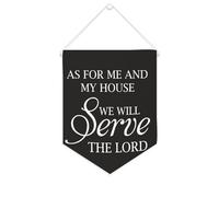 Striscione da parete in tela con citazione ispiratrice come per me e la mia casa e la mia casa ci serviremo il Signore, striscione da appendere per casa e ufficio, 25 x 30 cm, regalo per