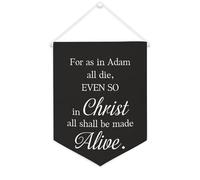 Striscione da parete in tela con citazione motivazionale, con scritta in lingua inglese "For As in Adam All Die,even So in Christ All Shall Be Made Alive", striscione da appendere per casa e ufficio