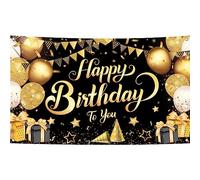 Striscione da parete nero con scritta "Happy Birthday"