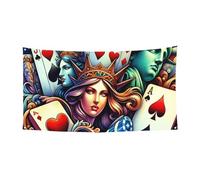 Striscione da parete per eventi e feste, motivo: Queen-American-Poker-Card, 178 x 89 cm