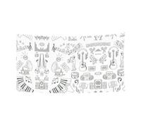 Striscione da parete per feste con strumenti artistici, note e uccellini, decorazione per feste, 180 x 90 cm, per tutti i santi, Halloween