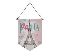 Striscione da parete Torre Eiffel pesca con asta telescopica porta banner decorazioni da cortile all'aperto per festival e giorno speciale