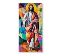 Striscione decorativo colorato per porta di Gesù, decorazione moderna geometrica da parete per porta d'ingresso, per interni ed esterni, sfondo religioso da appendere, forniture per festival, 91 x 183