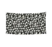 Striscione decorativo con stampa di teschio nero per tutte le occasioni, riutilizzabile, facile da appendere