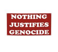 Striscione decorativo da parete con la scritta "Niente giustifica il genocidio" (2x4 piedi), ideale per esterni e giardini.