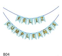 Striscione decorativo di compleanno per ragazze, tema macaron, con lunghezza regolabile e ganci (D)