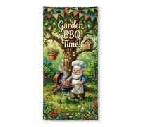 Striscione decorativo per barbecue da giardino, scena di cucina fantasiosa, decorazione per esterni, feste estive, forniture per festival 91 x 182 cm