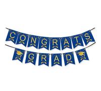 Striscione decorativo per feste di laurea | Striscione blu di congratulazioni per la scuola di laurea dell'università 2024