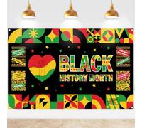 Striscione decorativo per il mese della storia nera, 1 striscione nero per feste a tema per eventi decorazioni per feste a tema accessori per studio fotografico (180 x 110 cm)
