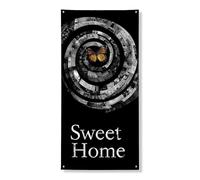 Striscione decorativo per porta a spirale bianco e nero, motivo artistico astratto con farfalla, decorazione per porta d'ingresso, per tutto l'anno, cartello di benvenuto per la casa, 91 x 183 cm