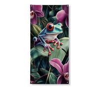 Striscione decorativo per porta anfibio, vivace stile tropicale foresta pluviale, arte per interni ed esterni, tema animale, natura, stagionale, da appendere alla porta d'ingresso, 91 x 183 cm